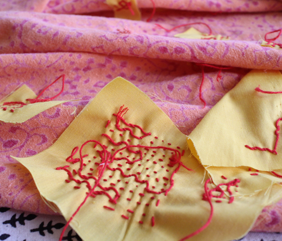 The back of my textile is very messy with these little scraps of cloth but in use they won't be seen.