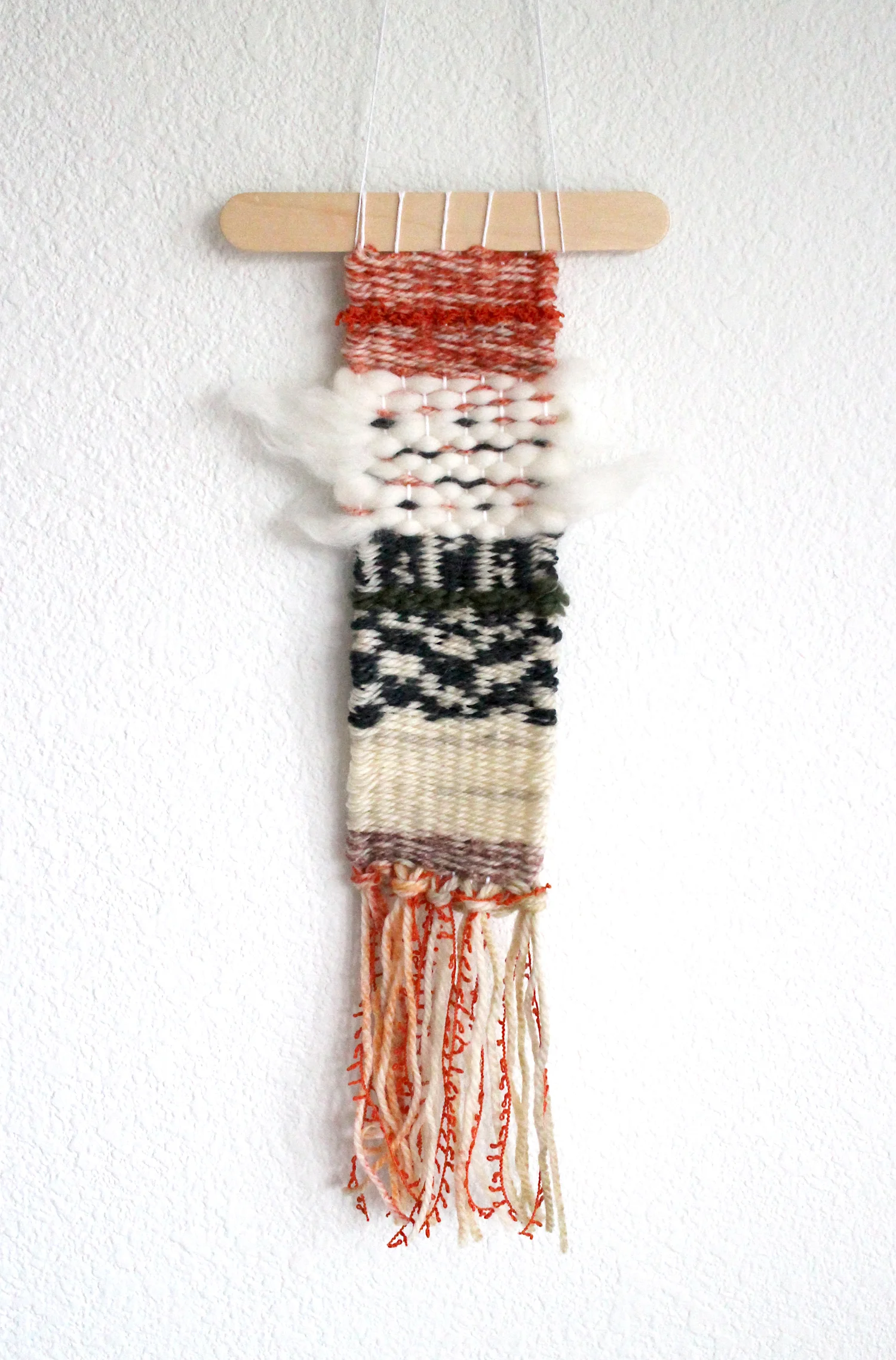 This was my second little weaving and I was exploring fibers I already owned.