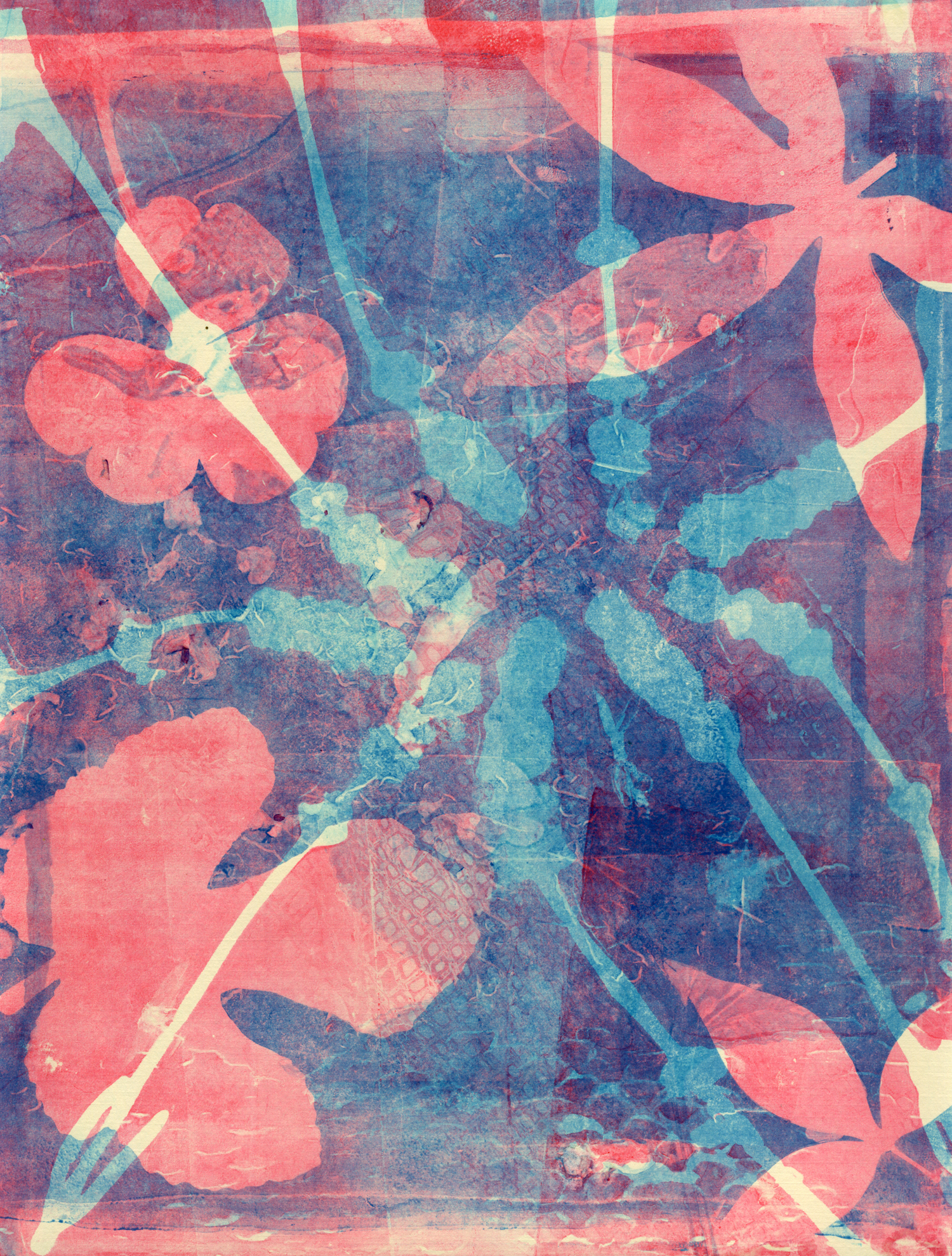 Leaves and lavender stems