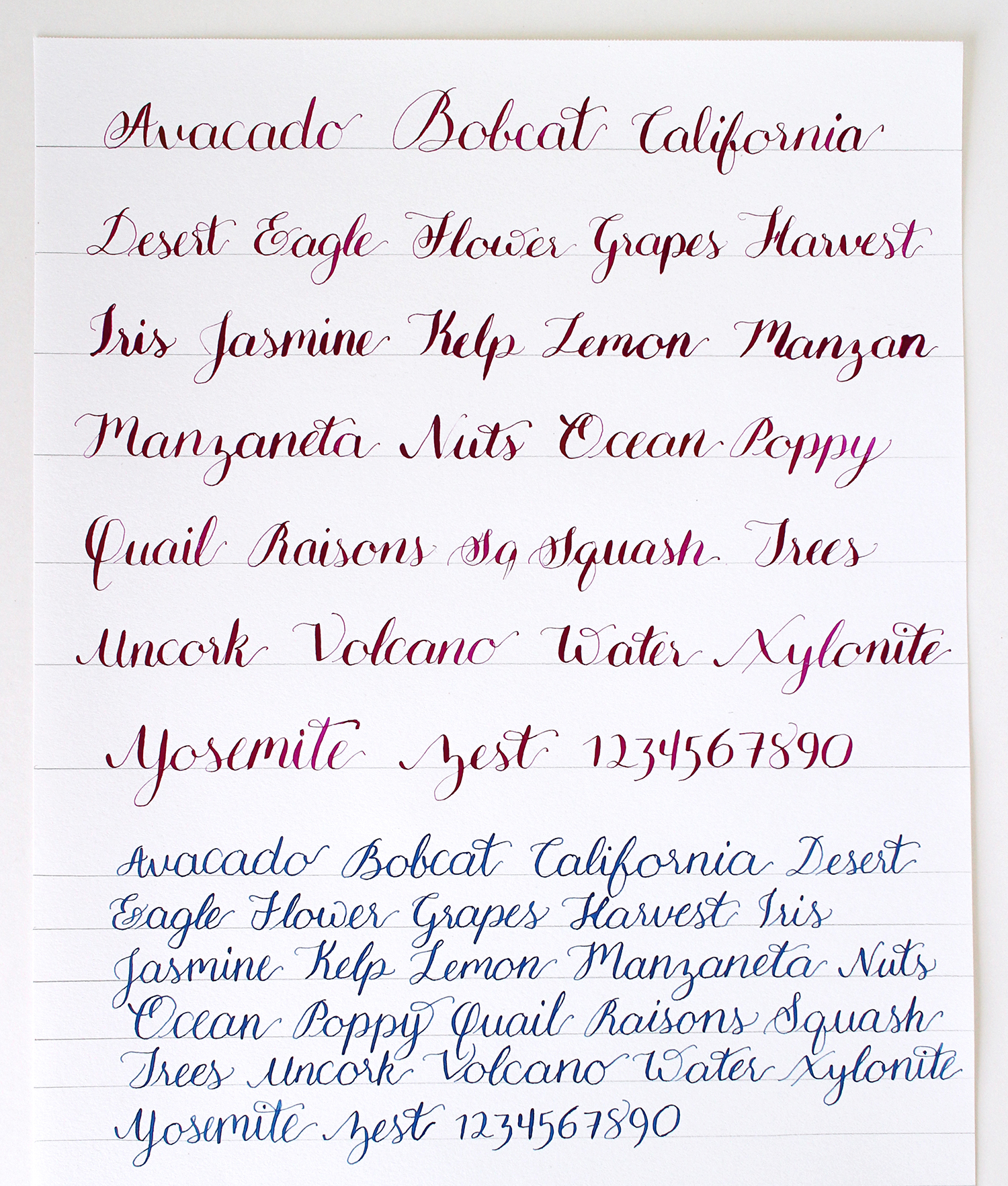 Testing out a few different nibs.