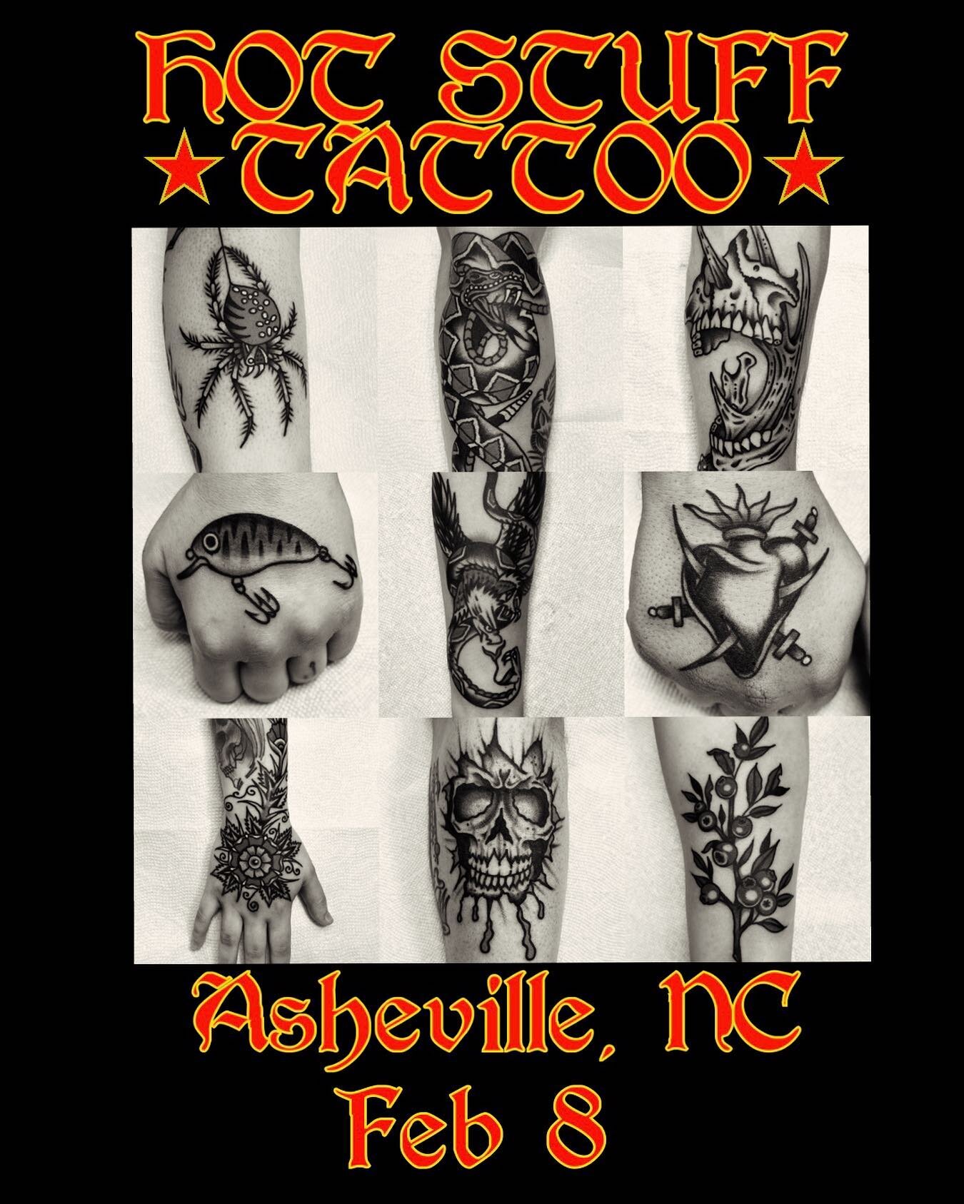 I will be with the amazing crew at @hotstufftattoo February 8th in Asheville, NC. DM me to set something up.
