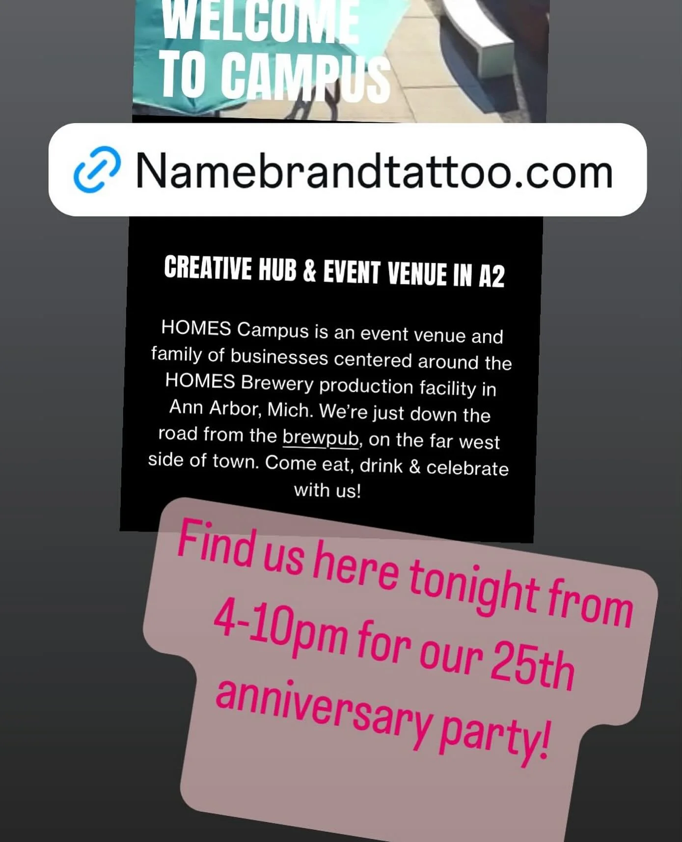 TONIGHT! @homescampus just down the road from the @homesbrewery so don&rsquo;t go to the wrong place! 😉. 

Find us from 4-10pm for our 25th year celebration! 

Silent auction, new merch, @humanskullband @congress_music will be providing sweet tunes 