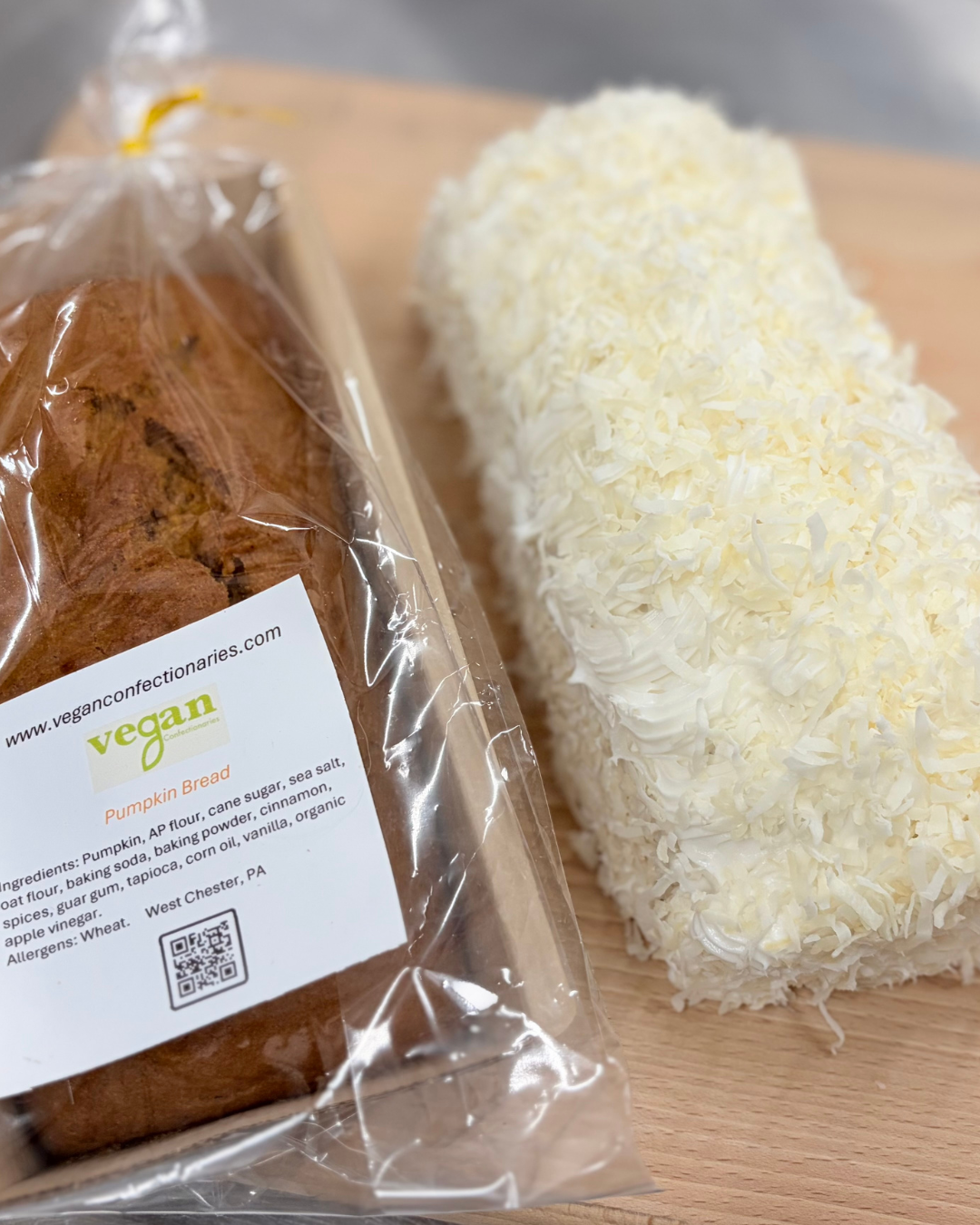 Vegan Confectionaries Coconut Decorated Pumpkin Bread 06232026.png