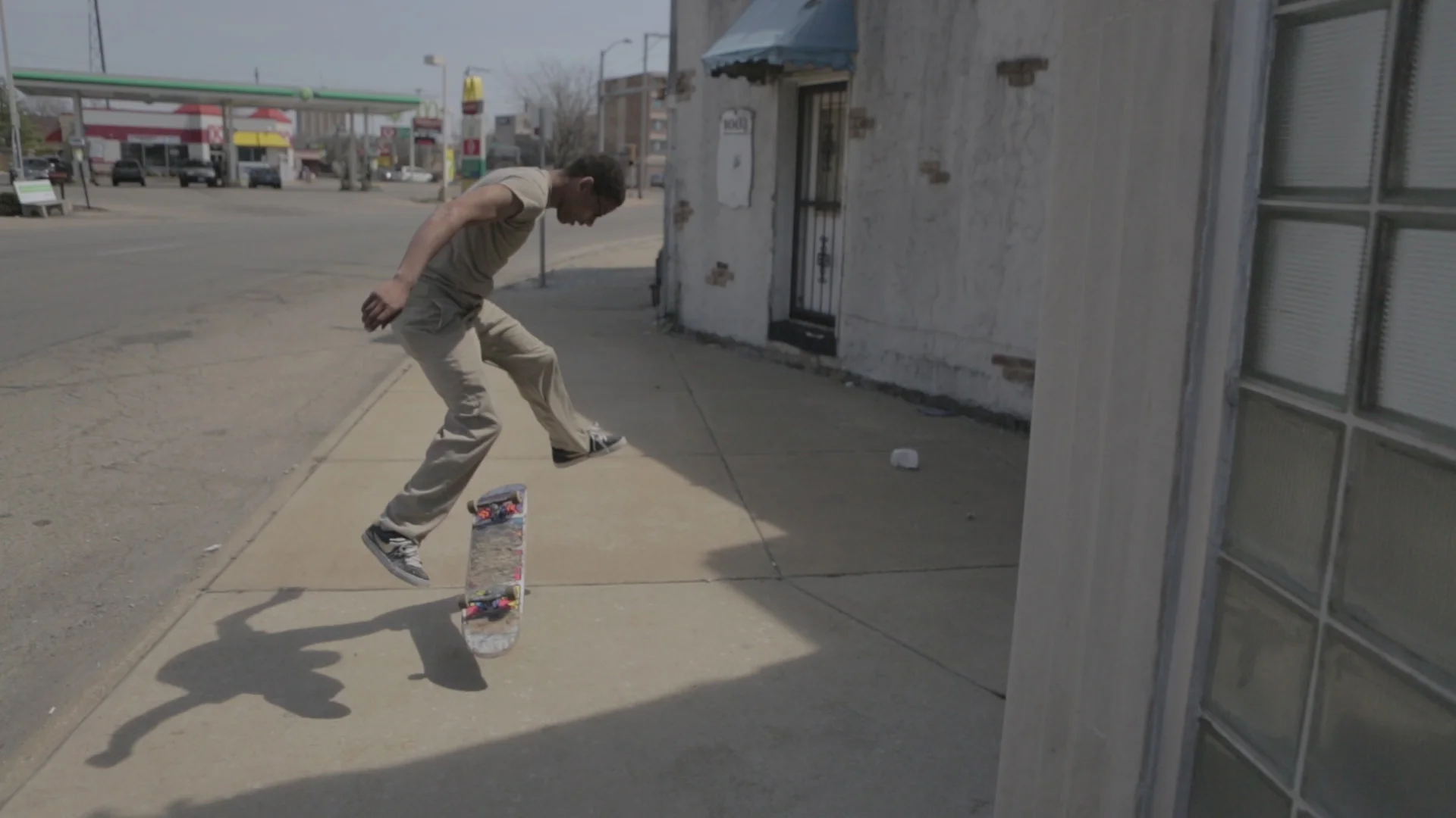He's still got it! He can only skate switch because of his bad ankle, but he still kills it even when skating to the store.