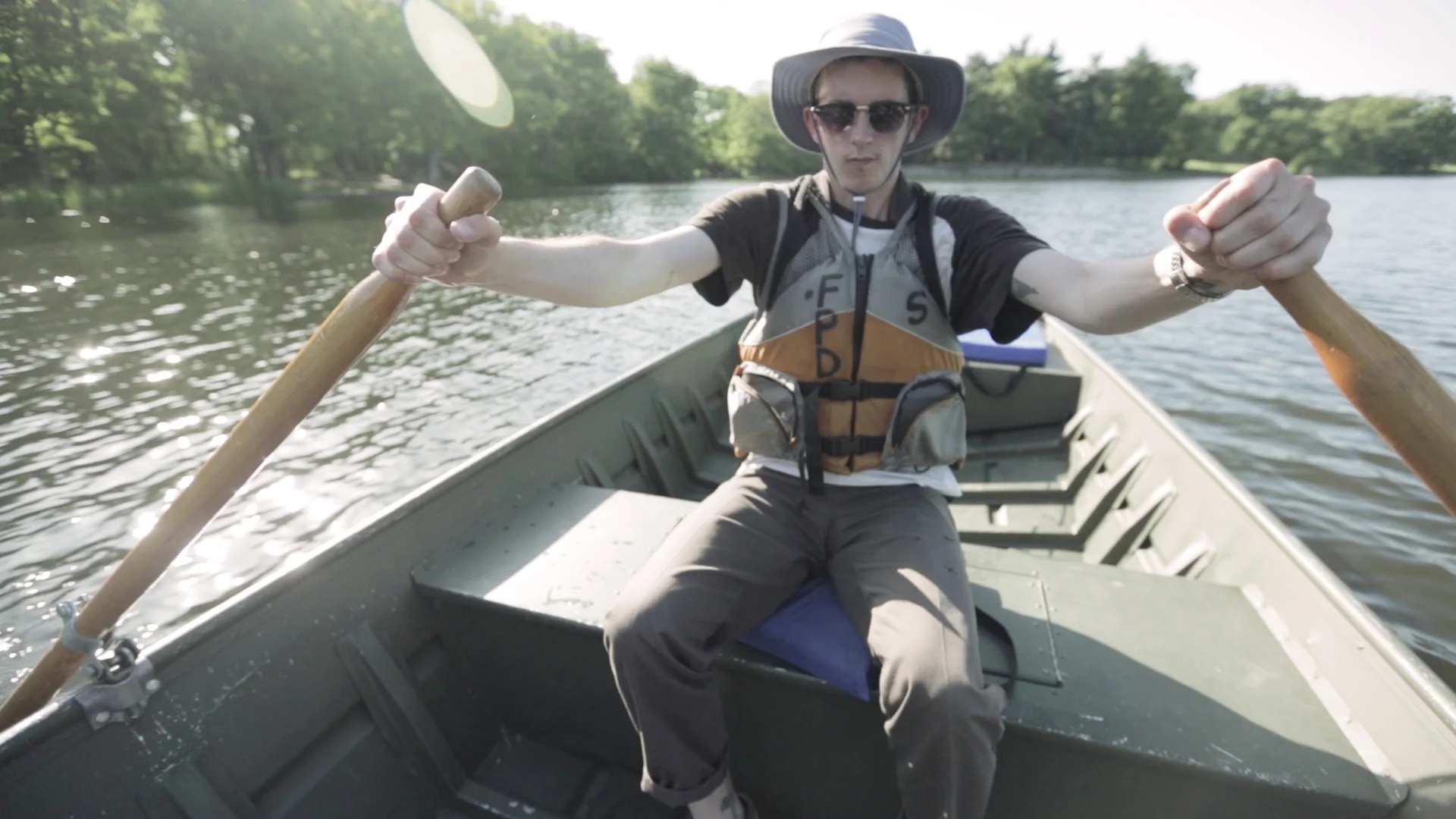 This was his first time learning how to row with oars. By the time we headed back to the docks he was a pro; we were cruising at high-knot speed.