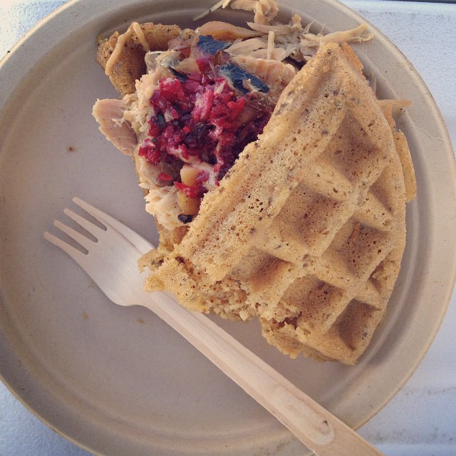 My Sonoran Turkey Mesquite-Waffle Sandwich from Foodie Fleet!