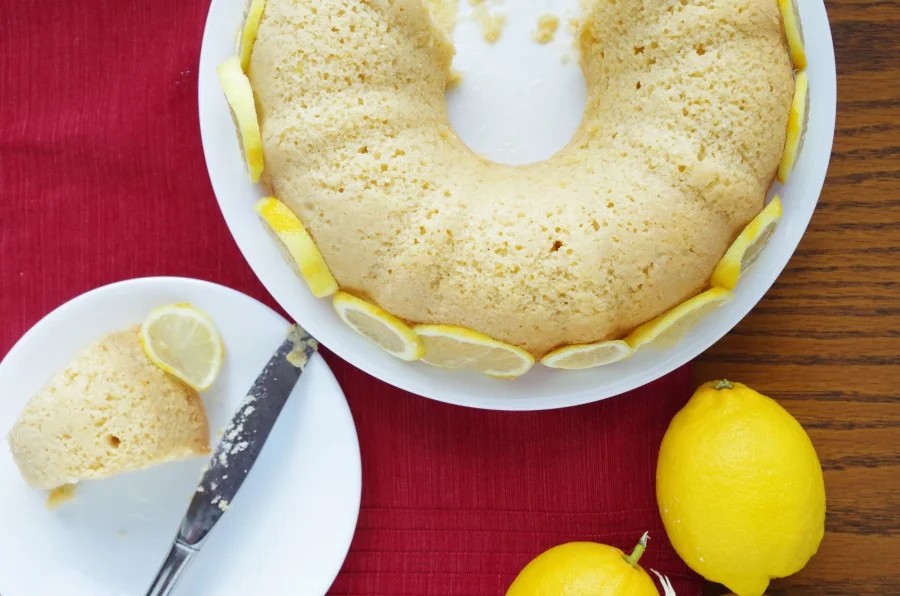 A recipe for Lemon Bundt Cake that is moist, rich, & filled with healthy ingredients! #healthyrecipes