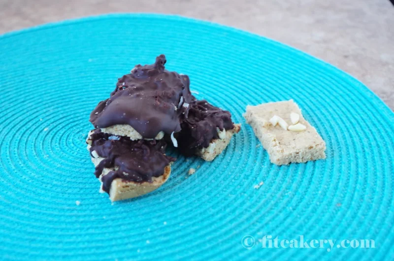 My favorite candy is homemade candy! An easy Almond Joy Shortbread Cookie r ecipe at FitCakery.com