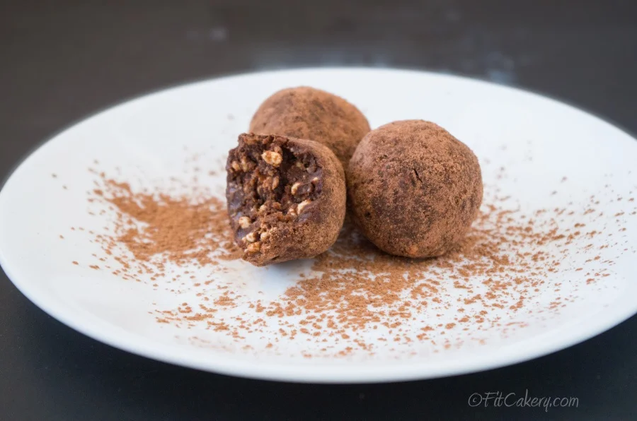 No-Bake Chocolate Power Truffles - a healthy dessert recipe packed with protein! - FitCakery.com