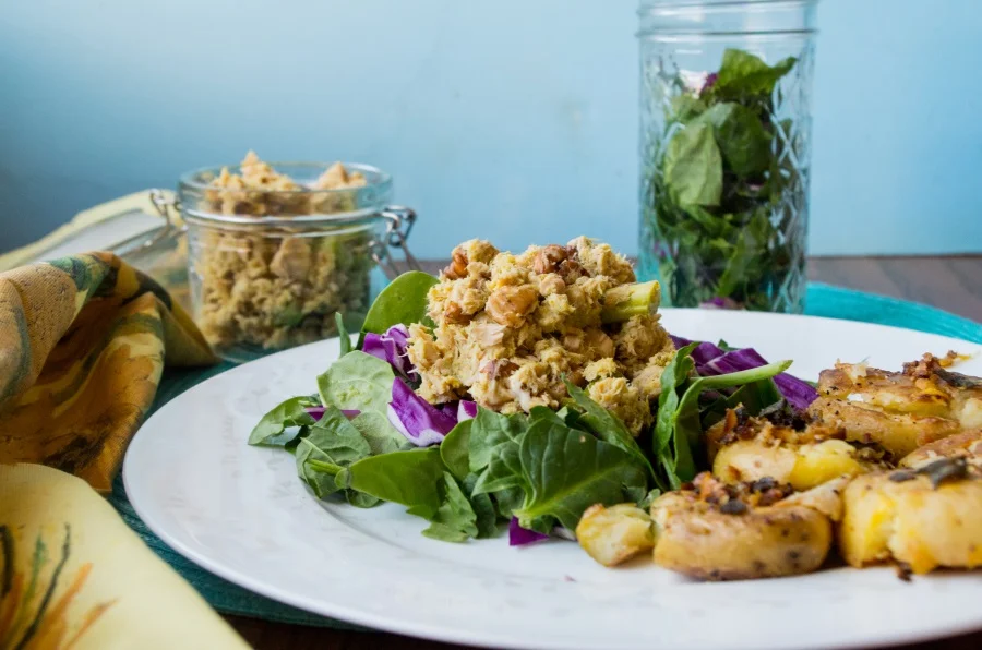 Easy Salmon Salad + New Potato Frites Recipes - FitCakery.com