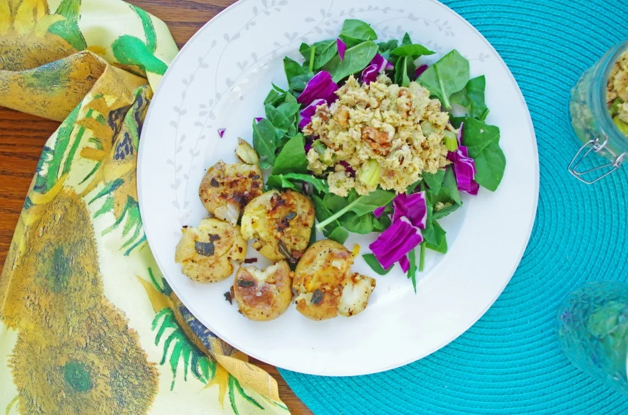 Easy Salmon Salad + New Potato Frites Recipes - FitCakery.com