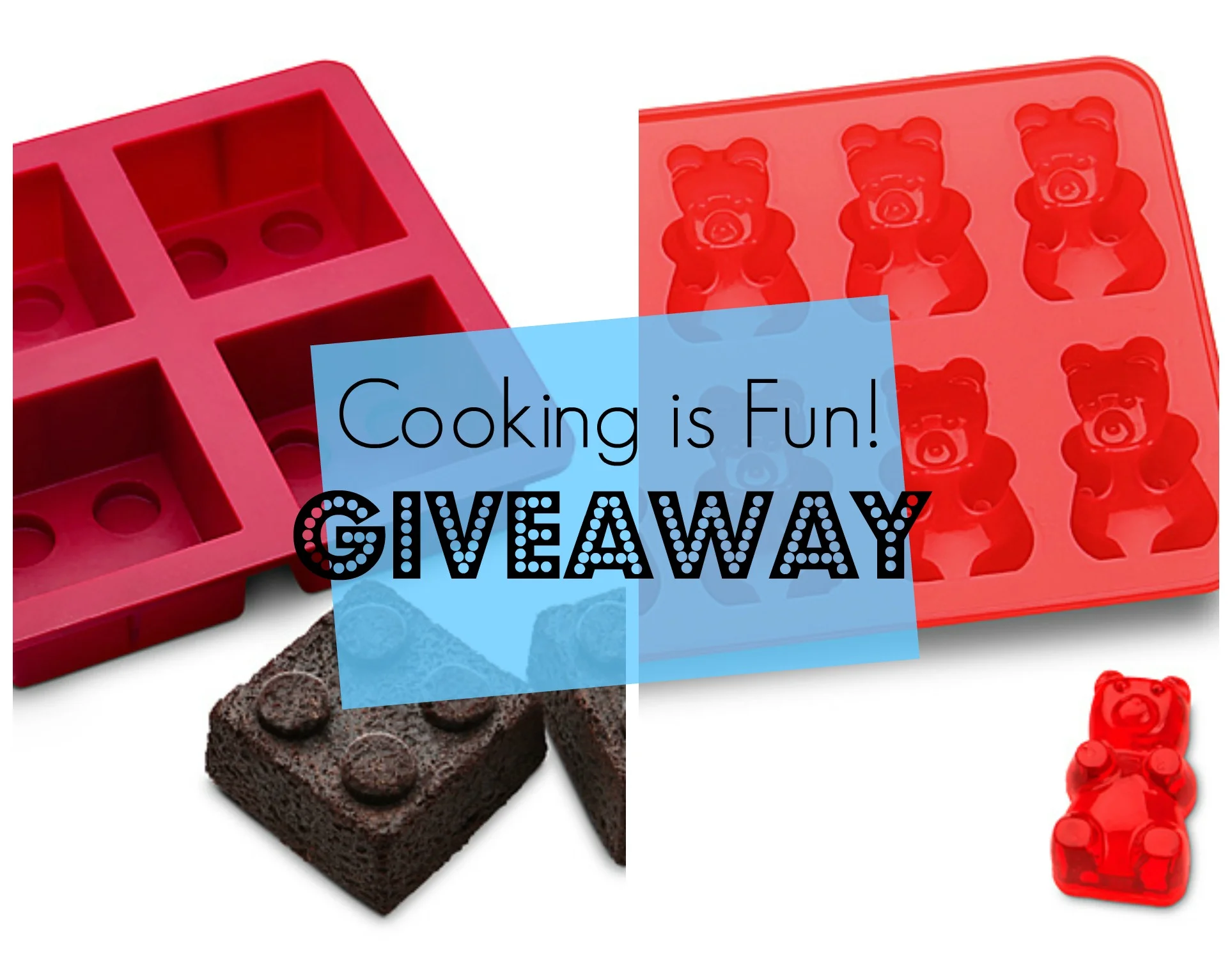Lego shaped mold and gummy bear shaped mold giveaway - FitCakery.com