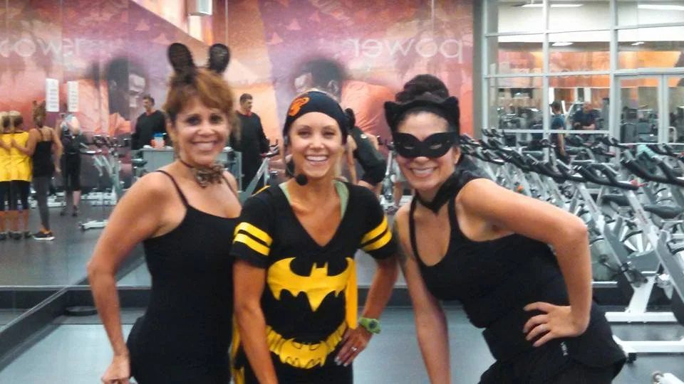 Last year's Halloween cycling class! We dressed up, there were prizes, I brought treats, many calories were torched.