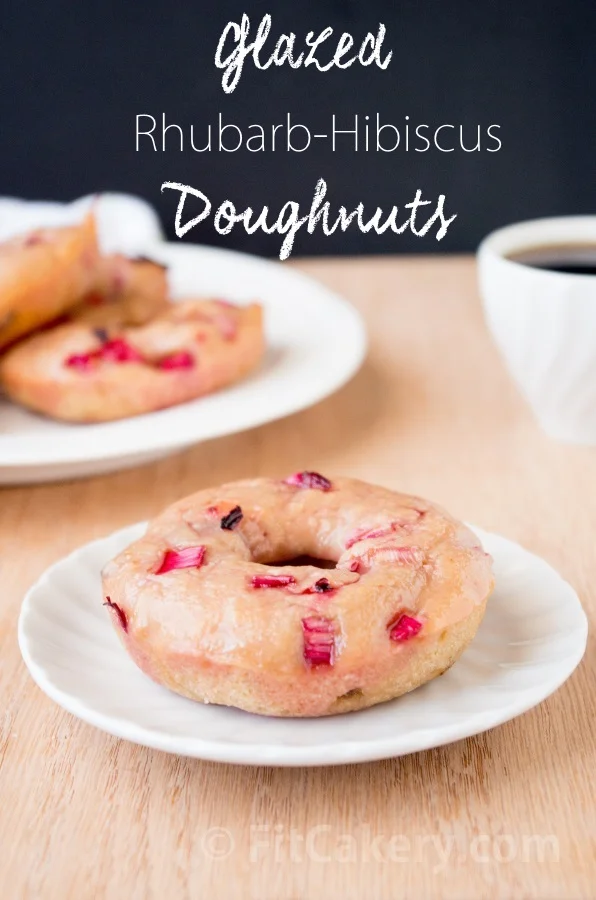 Glazed Rhubarb-Hibiscus Doughnut Recipe - healthier + dairy-free! - FitCakery.com