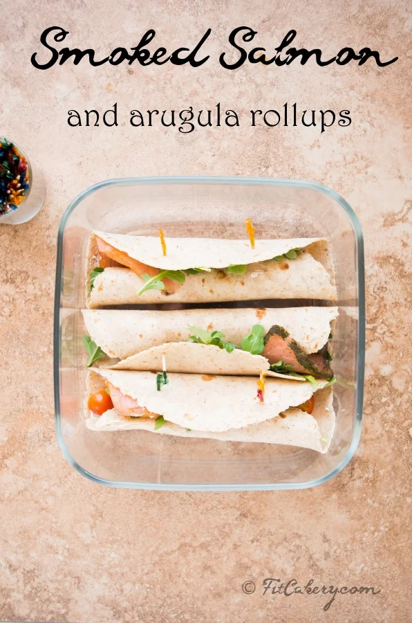 Smoked Salmon-Arugula Rollups recipe - FitCakery.com