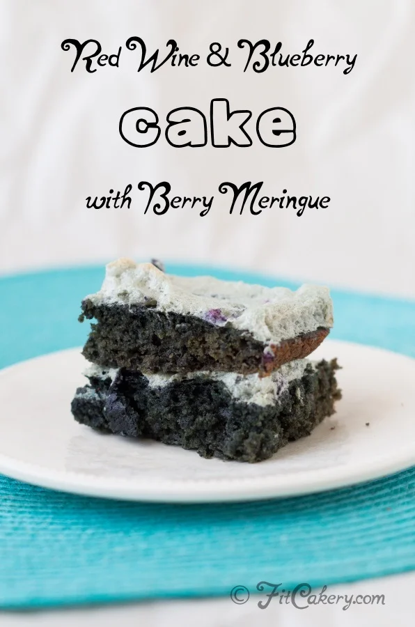 Fabulous r ed wine and blueberry cake with blueberry meringue recipe | FitCakery.com