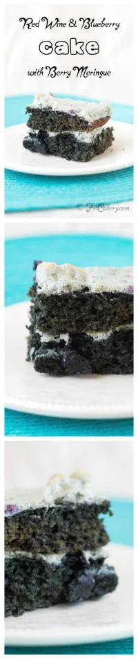 Fabulous r ed wine and blueberry cake with blueberry meringue recipe | FitCakery.com