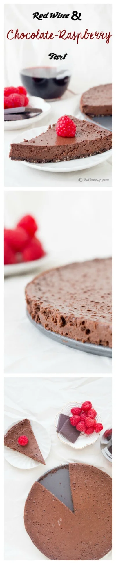 Best dessert ever. R ed wine & chocolate raspberry tart (gluten-free) | FitCakery.com
