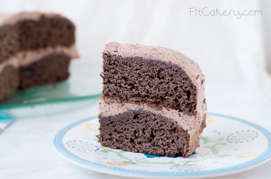 {Small} Triple Chocolate Layer Cake recipe | FitCakery.com