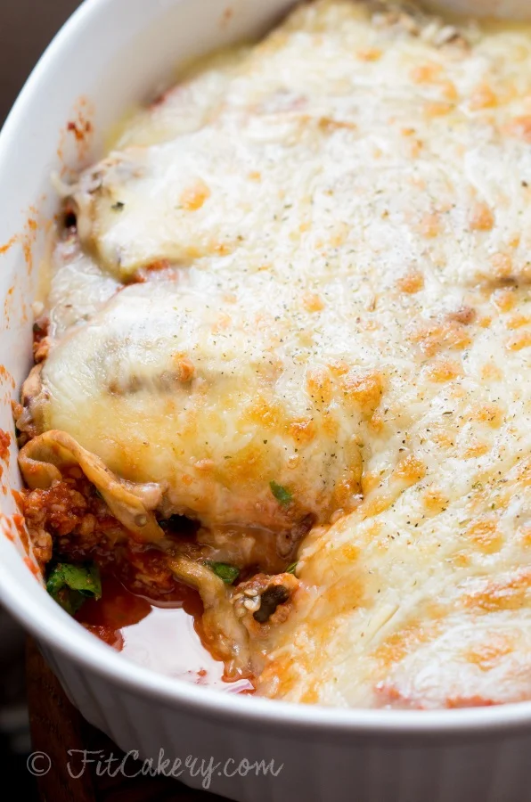 Eggplant Lasagna Casserole recipe - gluten-free and vegetarian-friendy! | FitCakery.com