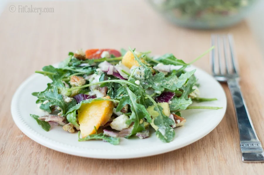 Peach & Prosciutto Salad - low-carb, gluten-free, perfect for summer! | FitCakery.com