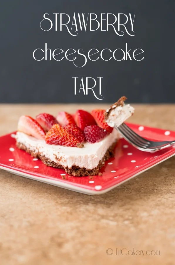 Strawberry Cheesecake Tart with Chocolate Crust recipe - gluten-free and vegan-friendly | FitCakery.com
