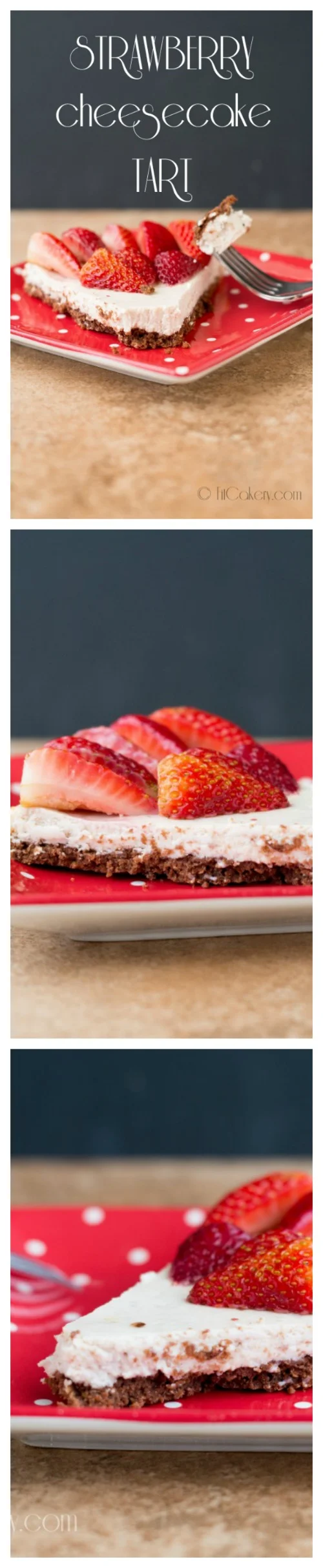 Strawberry Cheesecake Tart with Chocolate Crust recipe - gluten-free and vegan-friendly | FitCakery.com