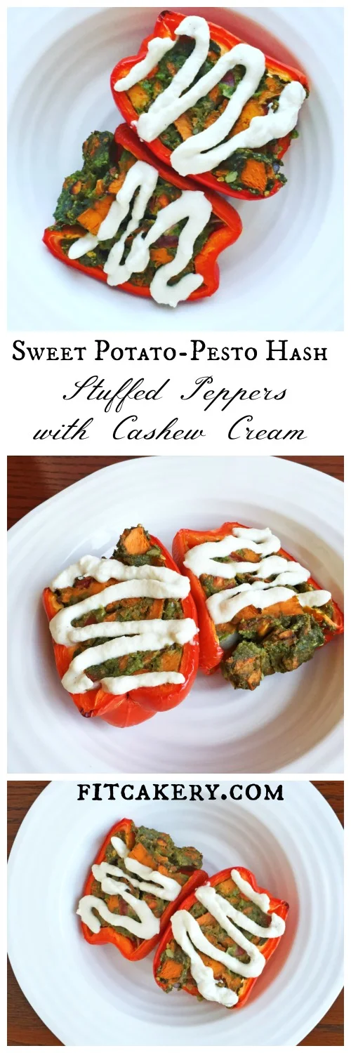 Sweet potato stuffed pepper with cashew cream - vegan, gluten-free - Fitcakery.com