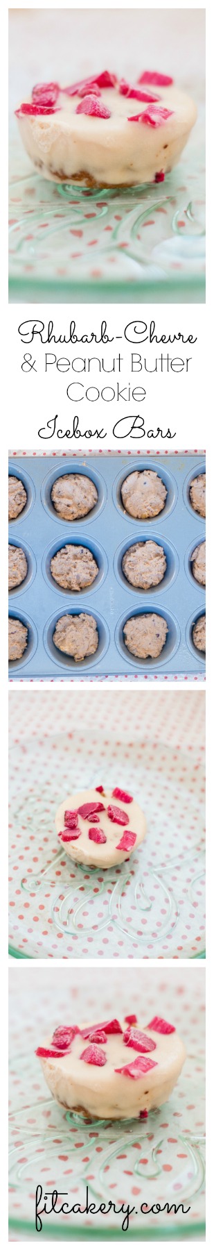Rhubarb Chevre & Peanut Butter Cookie Icebox Bars | gf and low carb | FitCakery.com