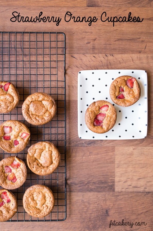 Strawberry Orange Cupcakes | gluten-free, lower-carb | FitCakery.com