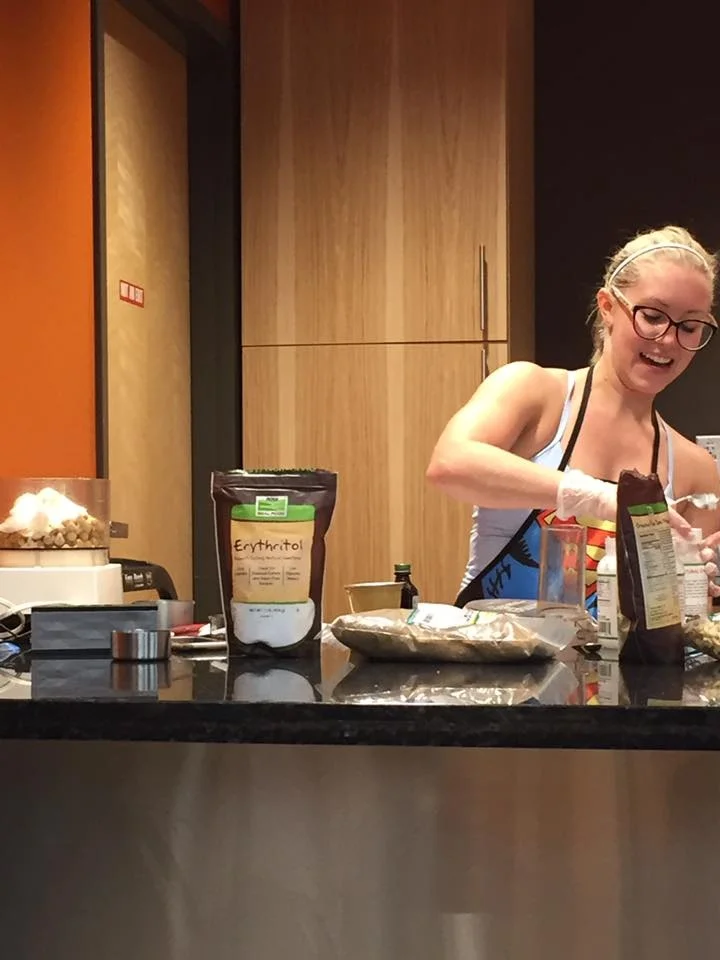 I did a cooking demo for this recipe at Natural Grocers! (Entitled “Chickpea Birthday Cake Bars” in my Protein Powder Cooking… Beyond the Shake )