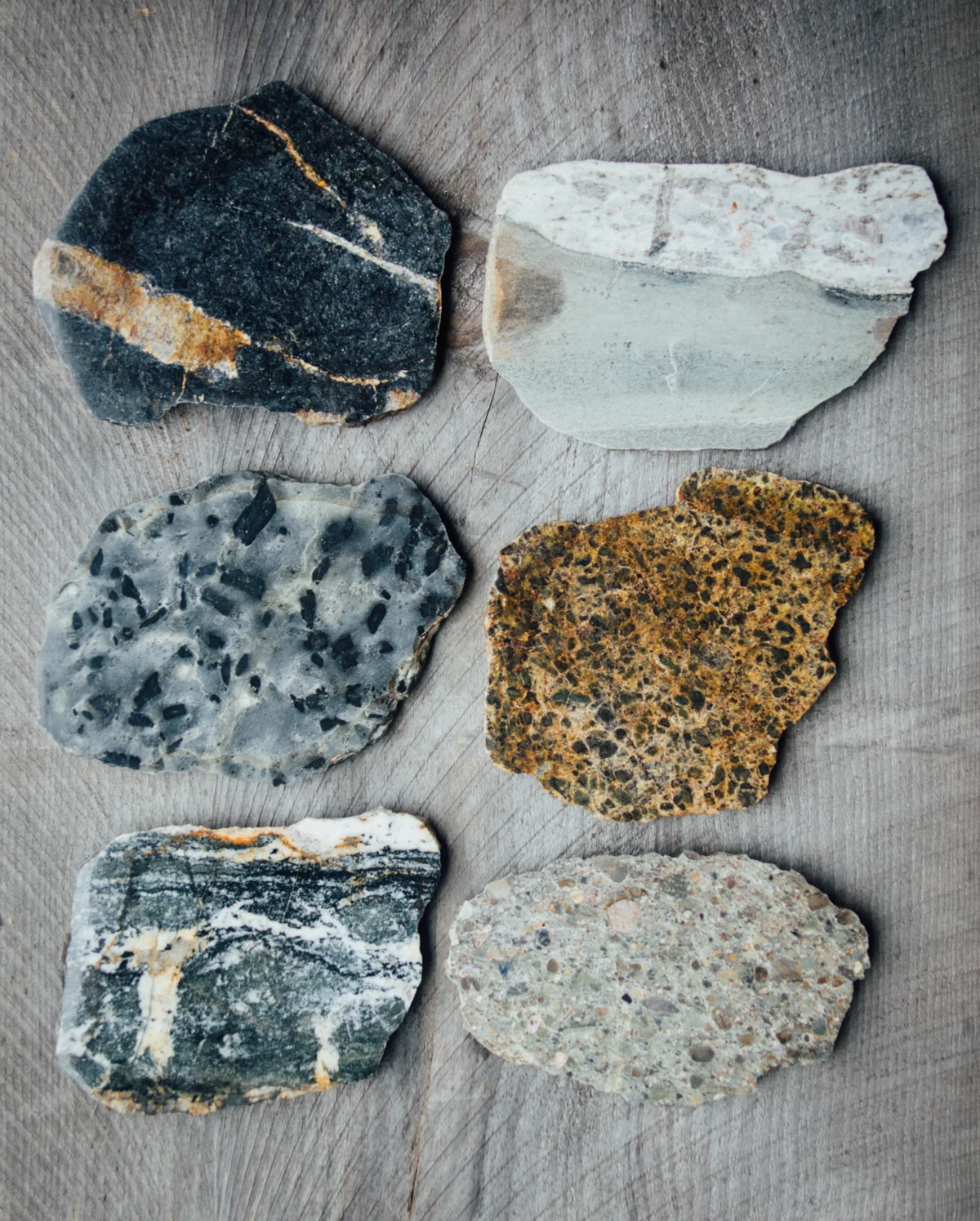 Food Slabs for the table - stones reveal different colors and patterns.