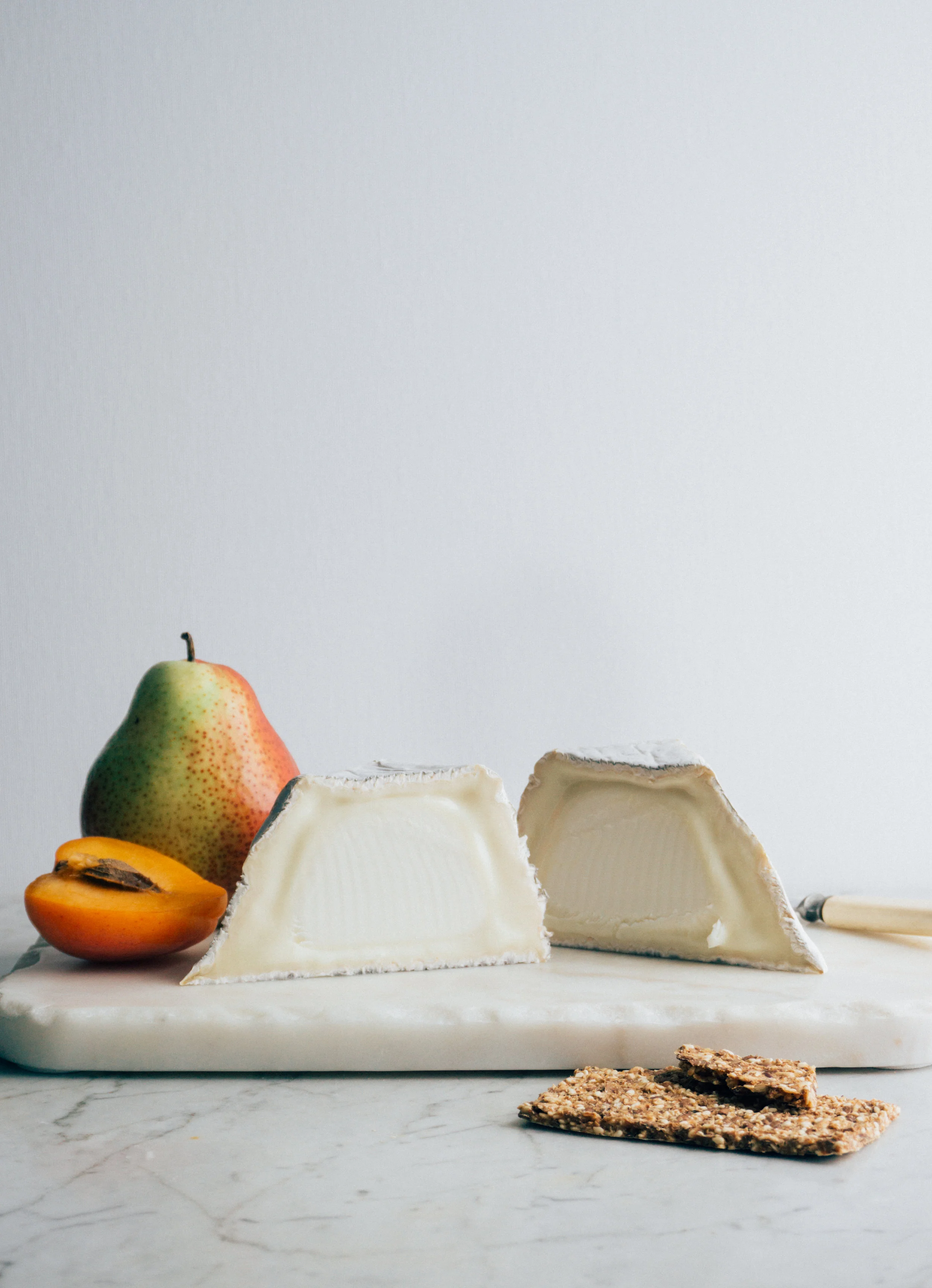 Rich and creamy center is found inside this unique goat's-milk cheese Ellie's Cloudy Down from Ruggles Hill Creamery in Hardwick, MA.
