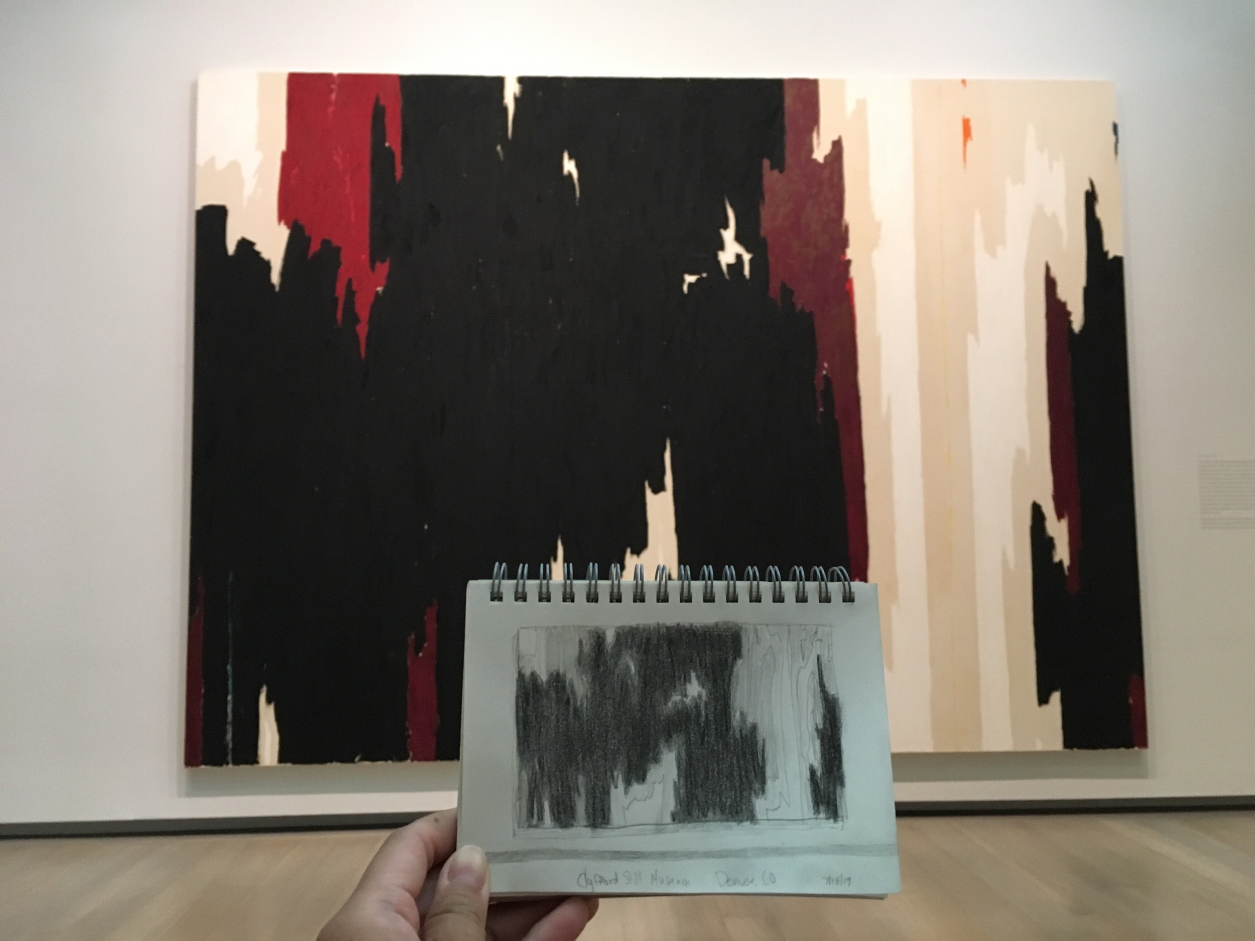 A little sketch of a painting at the Clyfford Still Museum.