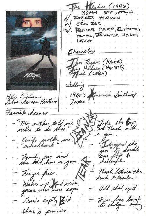 Notes from movie The Hitcher (1986)