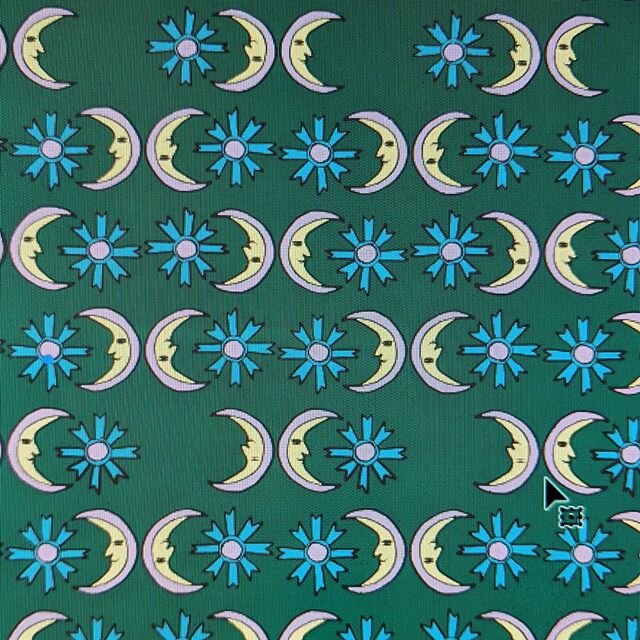 Mooning around. 🌛 #inthestudio #textiledesign #surfacedesign #kmsurfacedesign #kmstudio #illustration #celestial #laluna