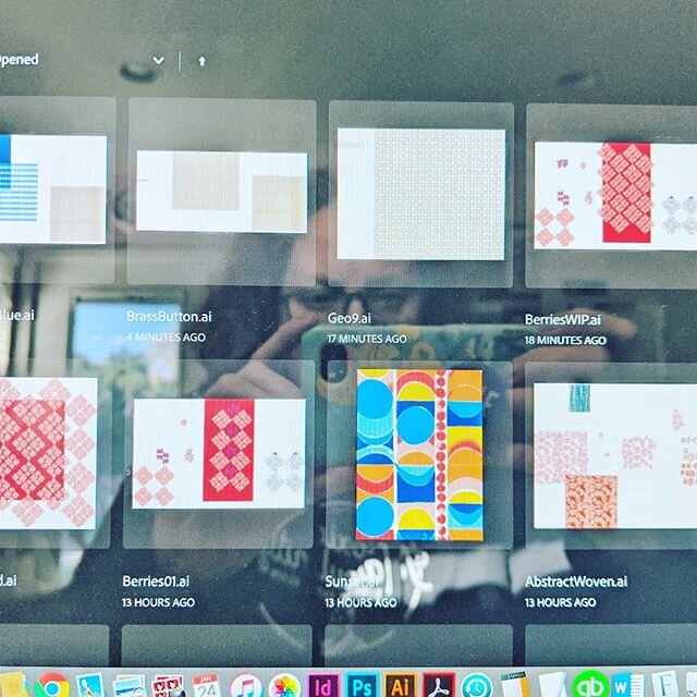 Self portrait with all the patterns. #surfacedesigner #textiledesign #kmsurfacedesign #kmillustration #inthestudio