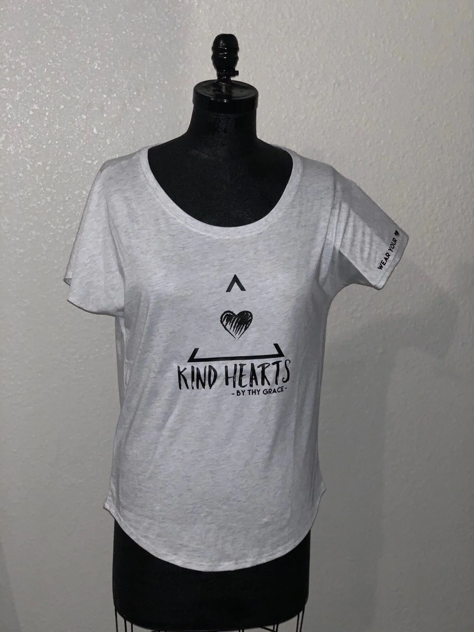 SOLD OUT- Slouchy Heather White with Black / Black Logo