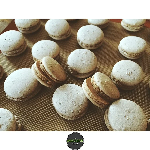 Our #macaron landscape from this morning. These shells are waiting for our #cookiesandcream #ganache to fill them up! 😋 #themacaronstudio