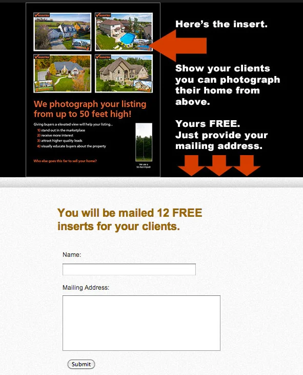 The landing page form.