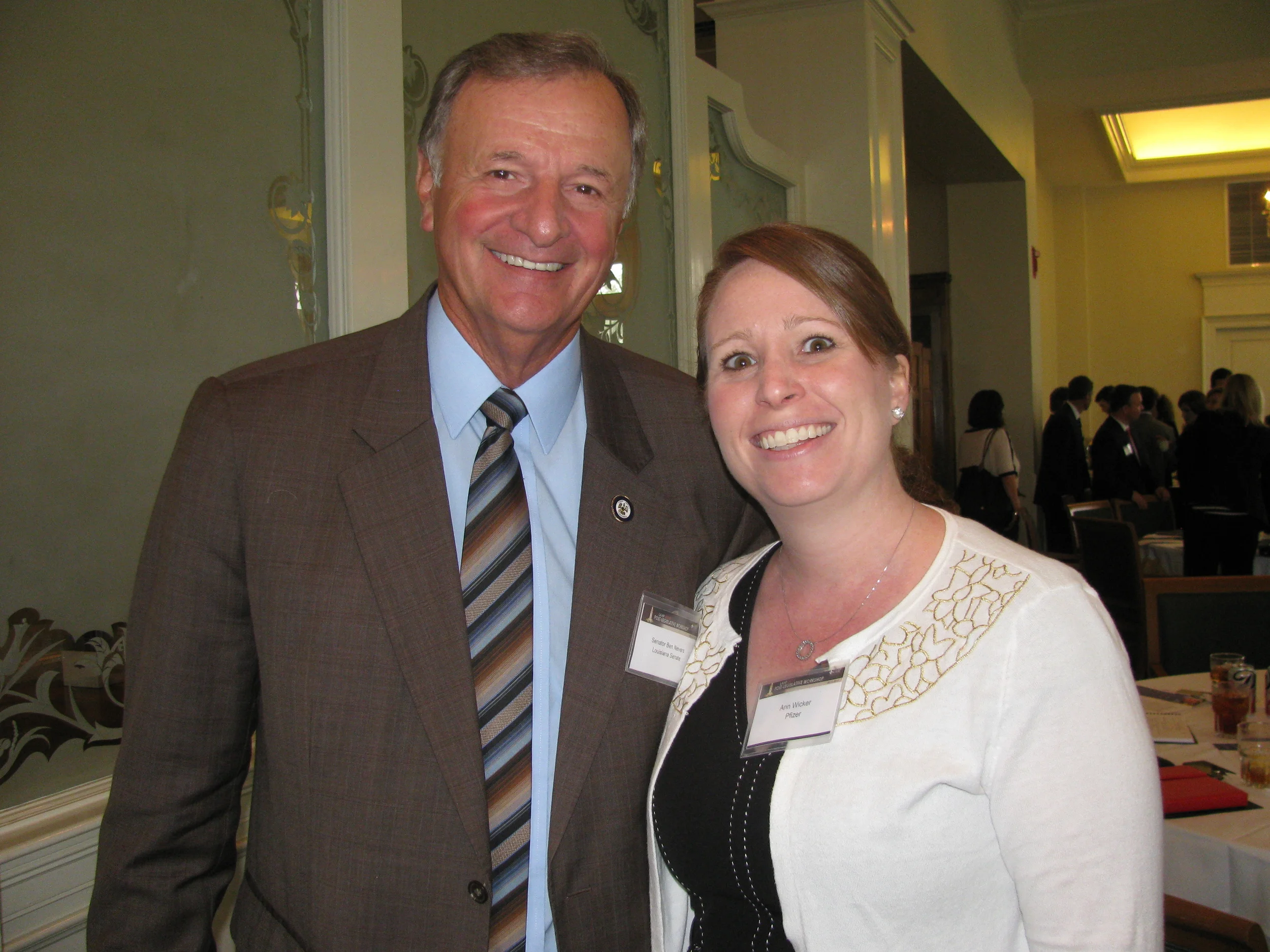  Sen. Ben Nevers (D-Bogalusa) and Ann Wicker of Pfizer. 
