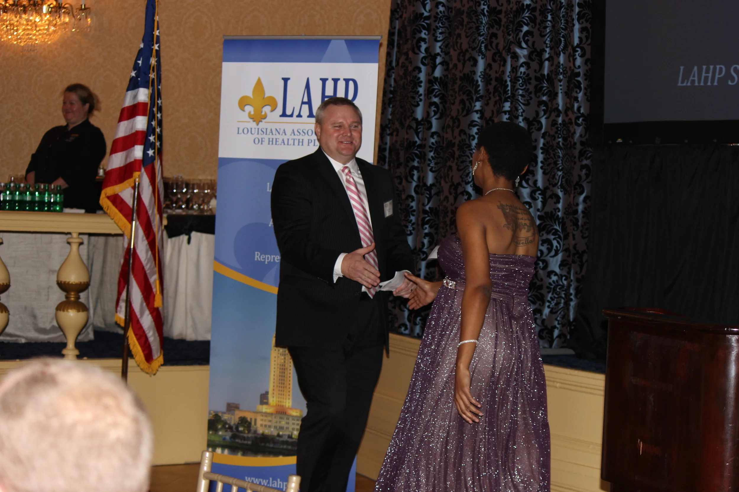  Precious Comeaux of LSU gives her thanks as a selected recipient of the Gil Dupre' Graduate Student Scholarship 