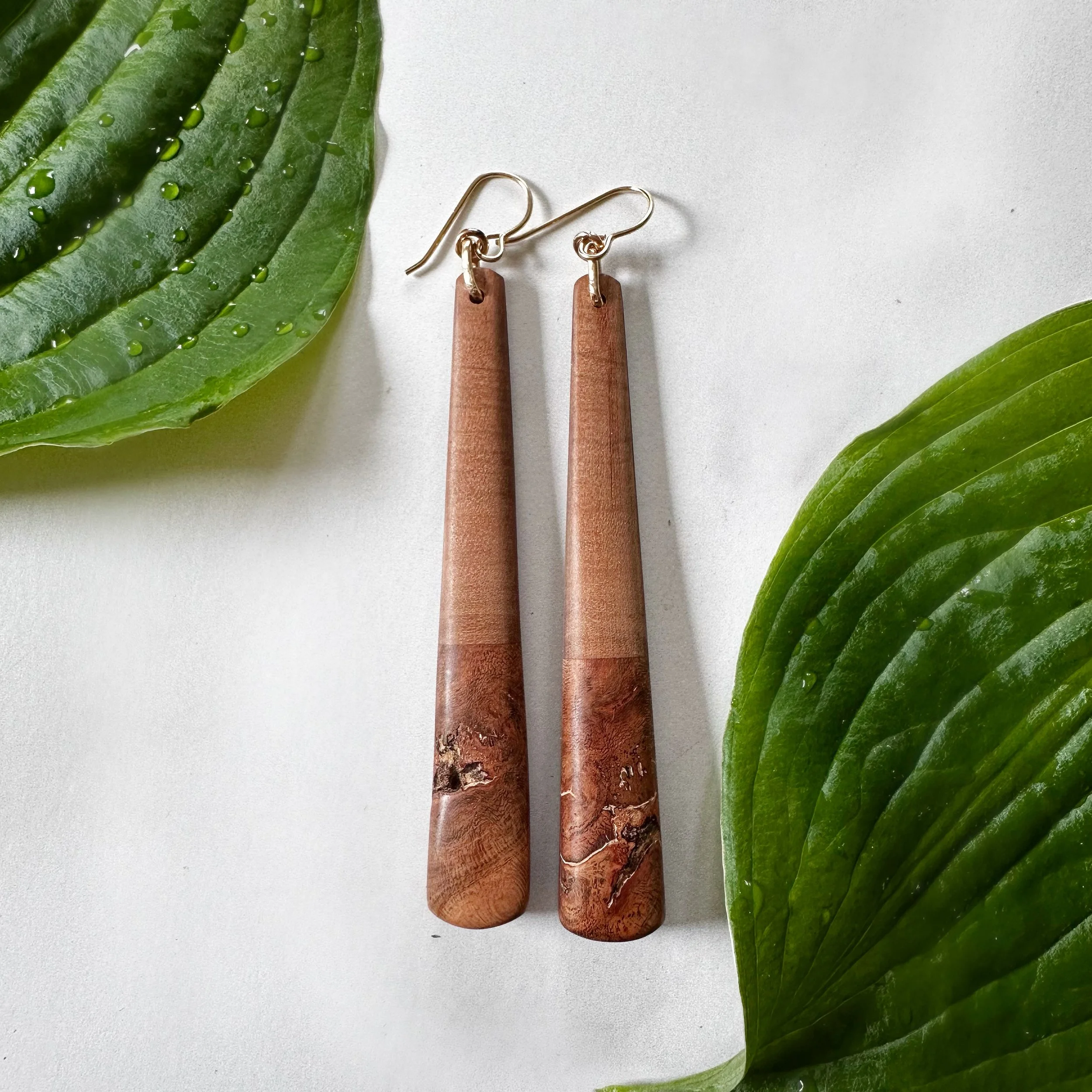 Segmented Wood Drop Earrings