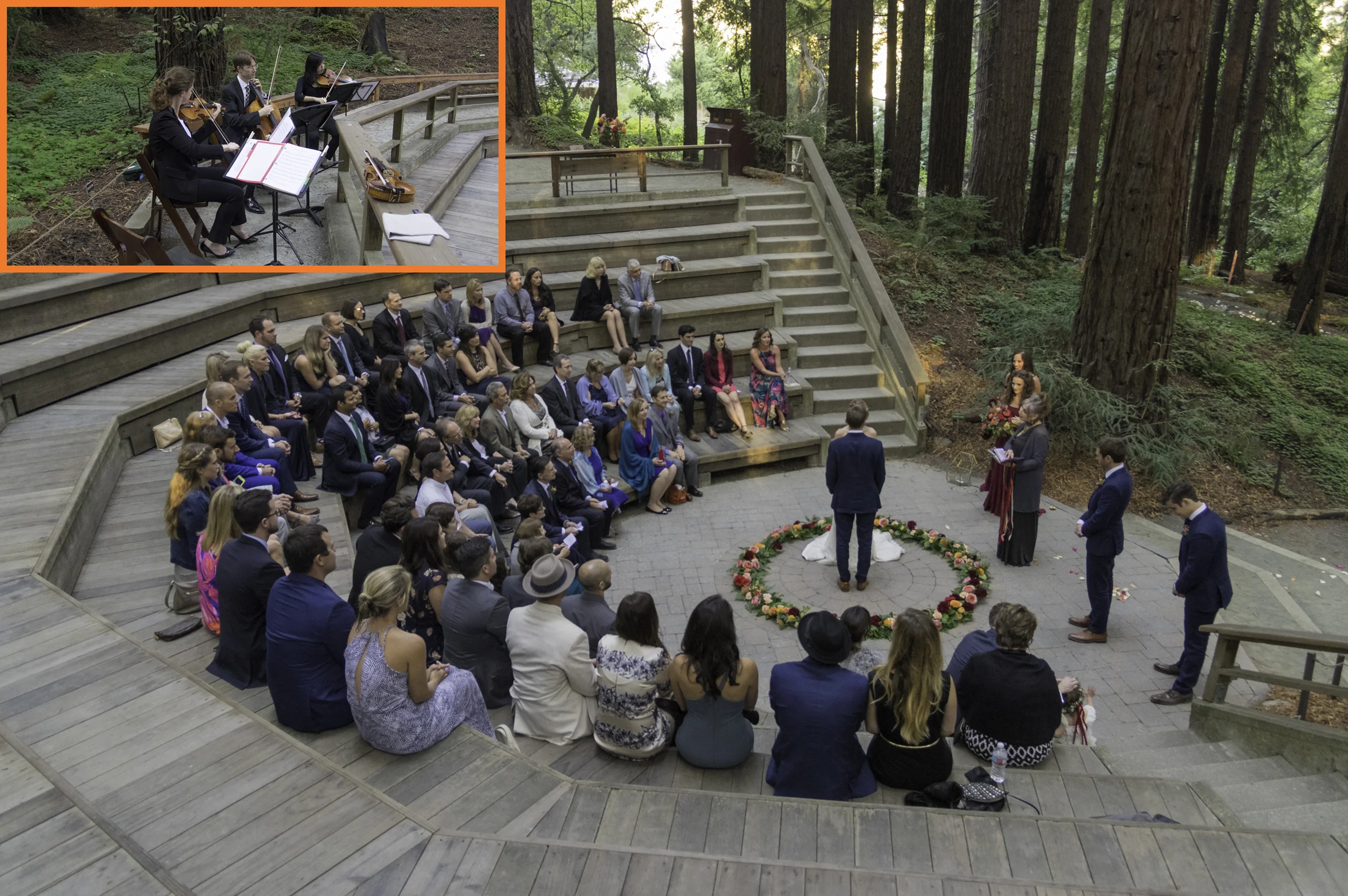 Masek Music performing at the Mather's Redwood Grove in Berkeley for Sarah. Congratulations!