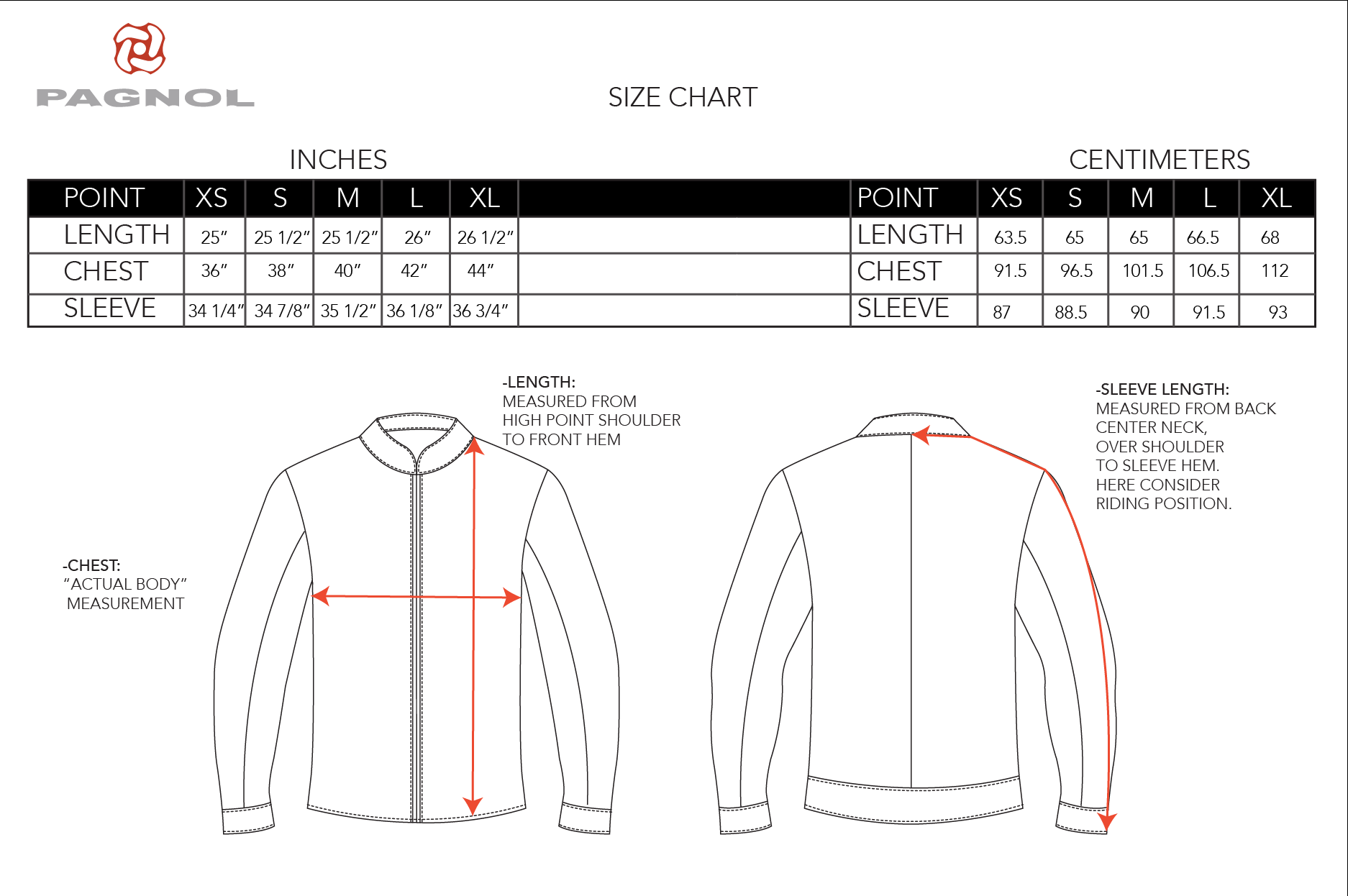 Jacket Length Chart