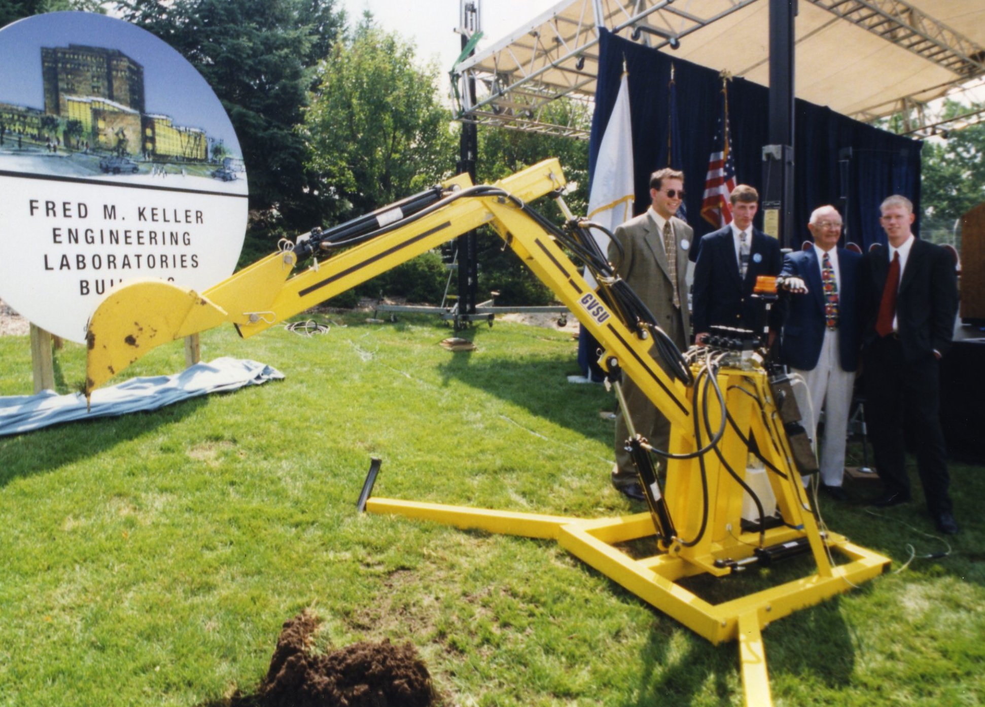 Our robot with Fred Keller after the groundbreaking ceremony.