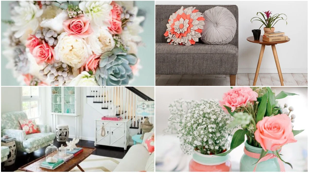 Coral and Grey Living Space Inspiration