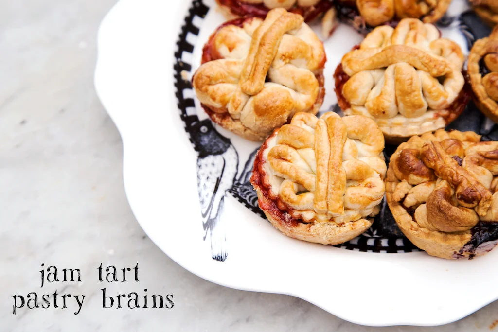 Halloween Party Food • Jam Tart Pastry Brains
