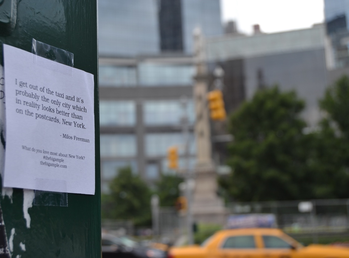 "I get out of the taxi and it's probably the only place which in reality looks better than on postcards, New York." -- Milos Freeman