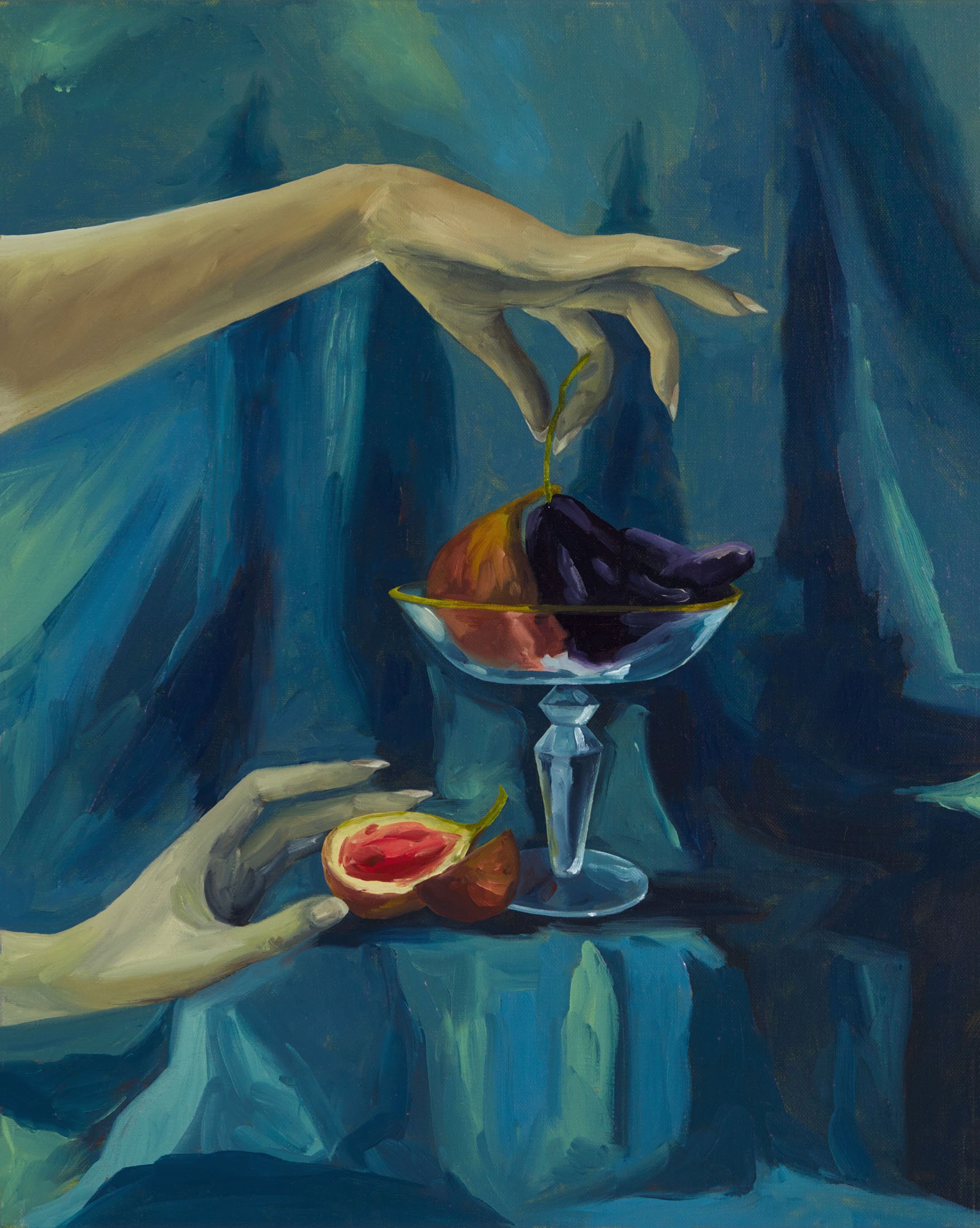 Linen, Figs and Patented Grapes, 2021 oil on linen  43.5x54 cm 